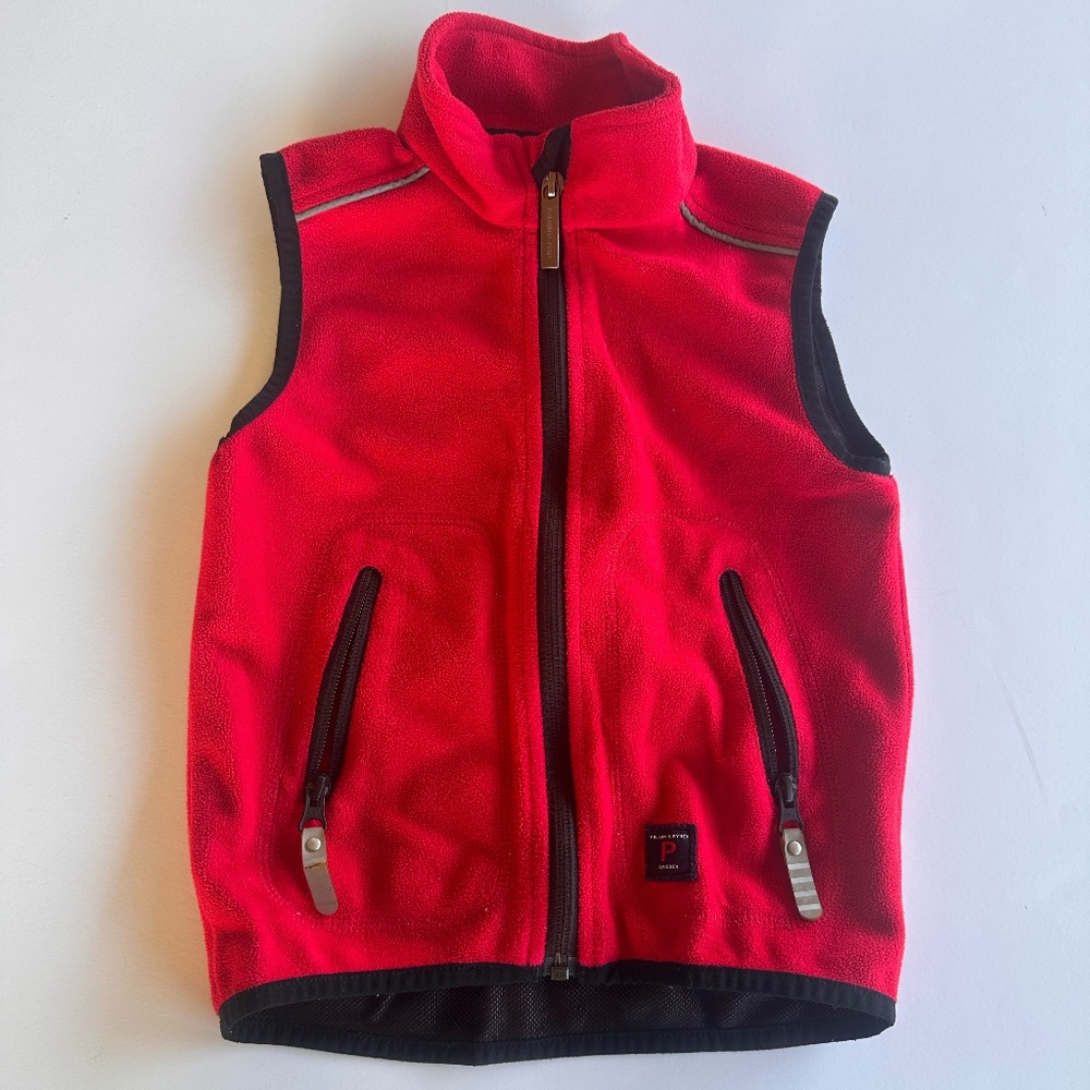 Polarn O. Pyret Red Fleece Layering Vest Size 2-3 Years Microfleece